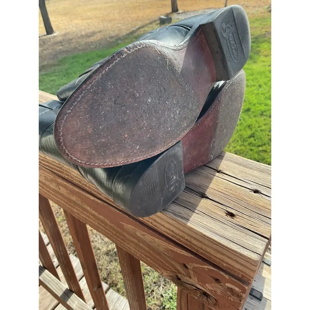 Justin Classic Black Roper Style L-3703 Cowboy Boots Mens Sz 6 1/2C